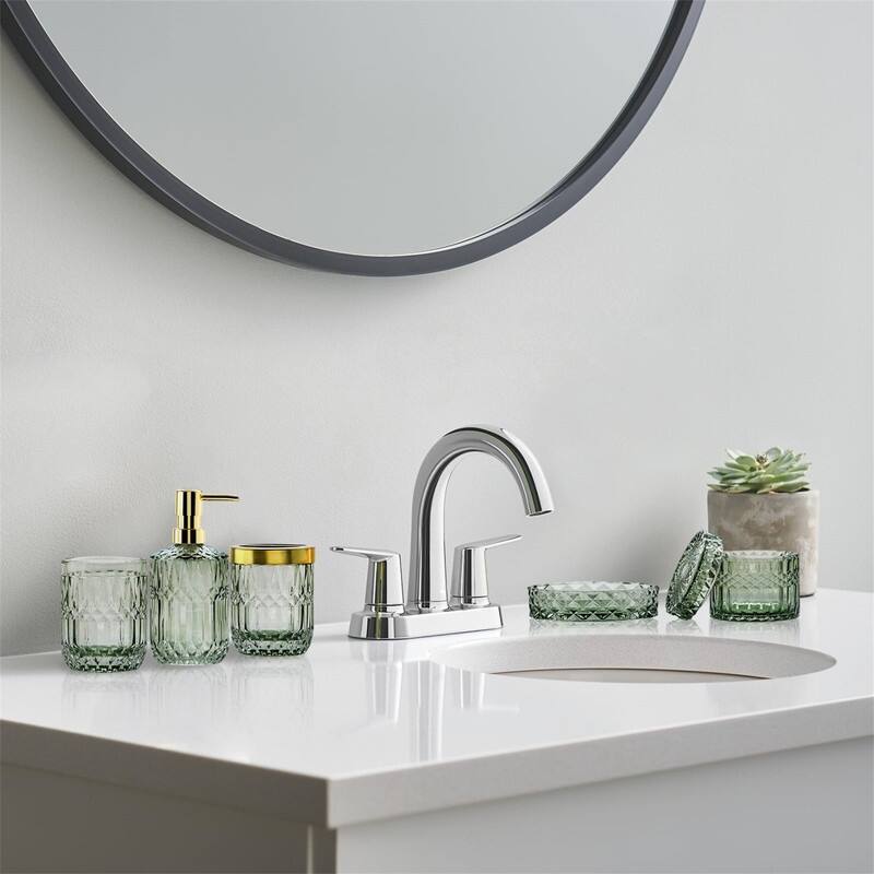 5 Pcs Glass Bathroom Accessories Set - Green