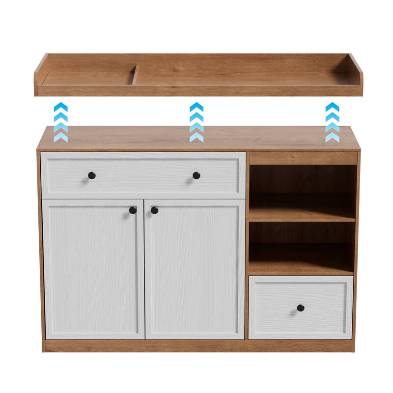 Changing Table Dresser with Drawers and Shelves