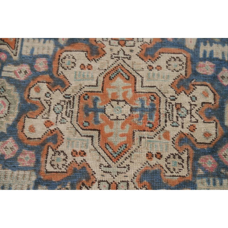 Orange Geometric Tabriz Persian Area Rug Hand-Knotted Wool Carpet - 6'3"x 9'6"