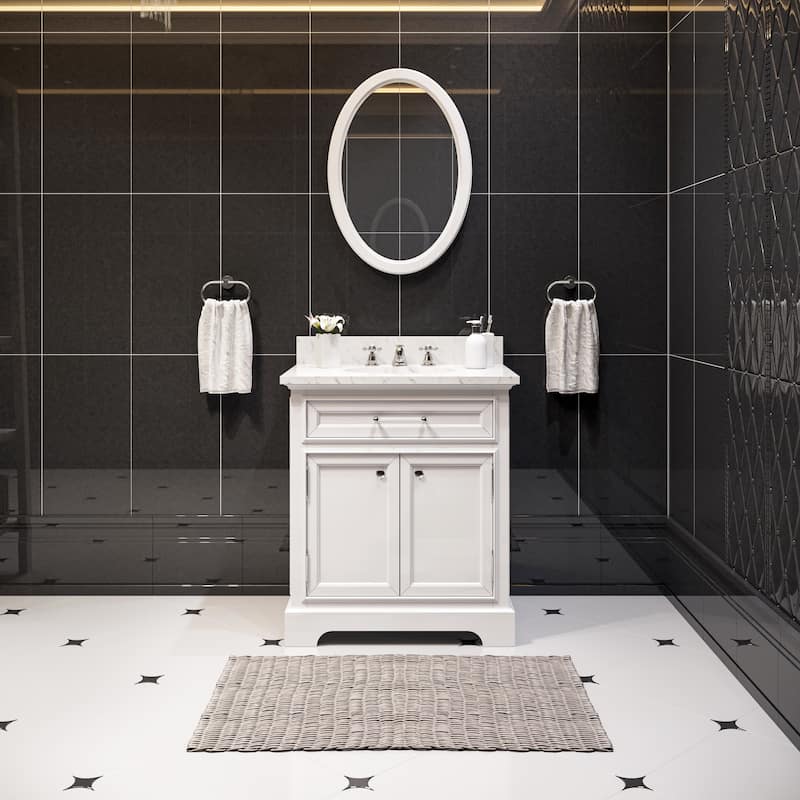Water Creation Derby 30-inch Solid White Single Sink Bathroom Vanity