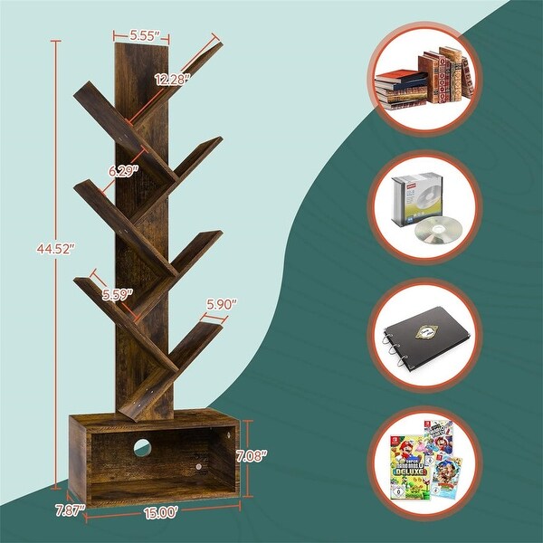 Booktree様 Tree Bookshelf 6 Shelf Retro Floor Standing Bookcase - 7.8