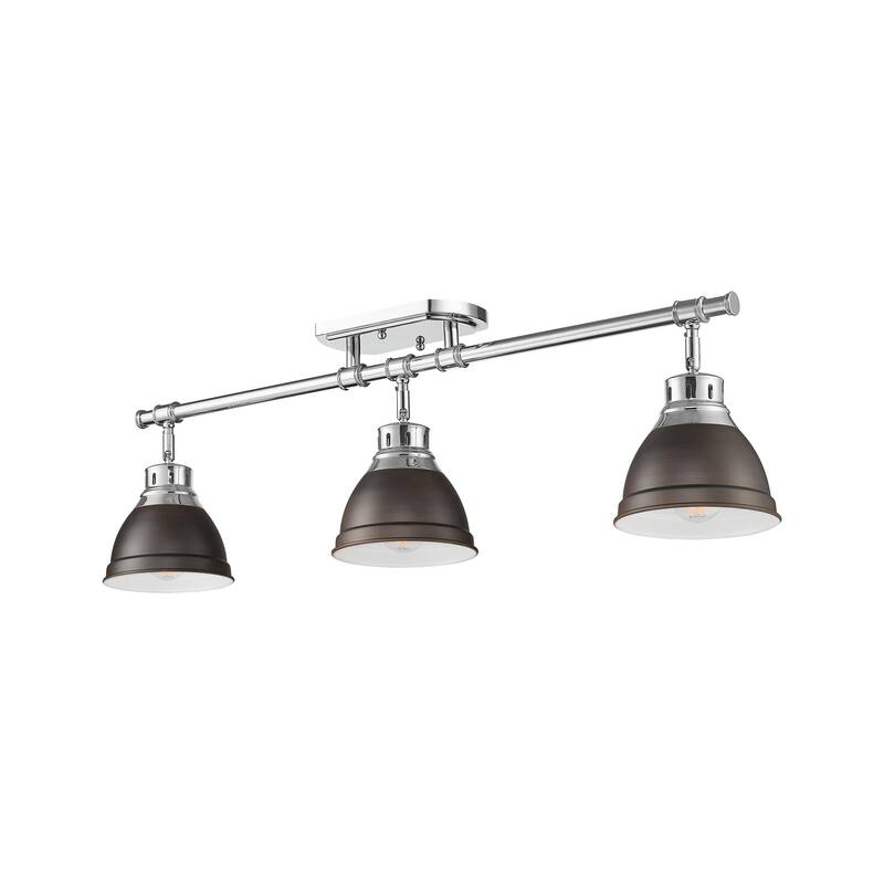 Yep by Golden Lighting Duncan 3-light Semi-Flush Mount in Chrome and Rubbed Bronze shade - 3-Light Semi-flush