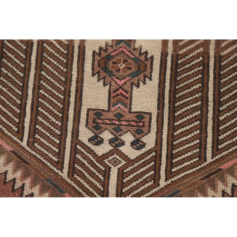 Pink Ardebil Persian Vintage Runner Rug Hand-knotted Wool Carpet - 3'6" x 10'2"