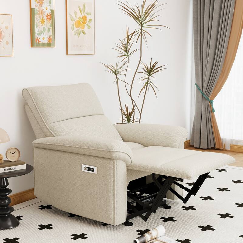 Classic Power Recliner Chair, Upholstered Electric Recliners with USB Type-C Port, Fabric Reclining Single Sofa for Living Room