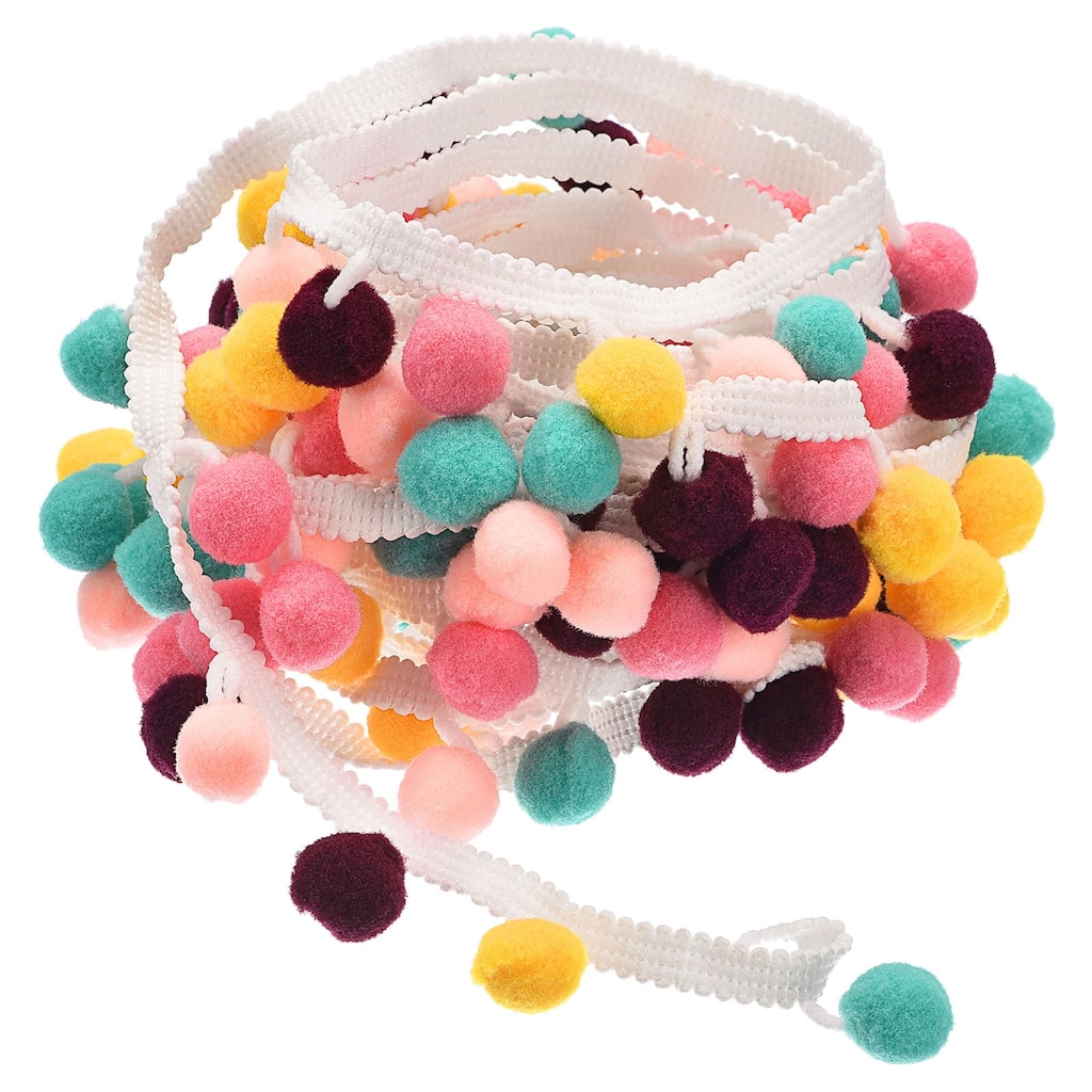 5 Yards Pom Pom Ball Fringe Trim Ribbon Sewing for DIY Crafts Mix Color Type - Multicolor