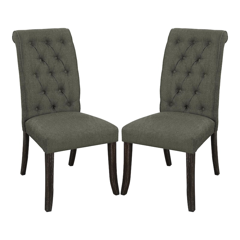 Sheila Rustic Farmhouse Tufted Fabric Dining Chairs (Set of 2) by Furniture of America