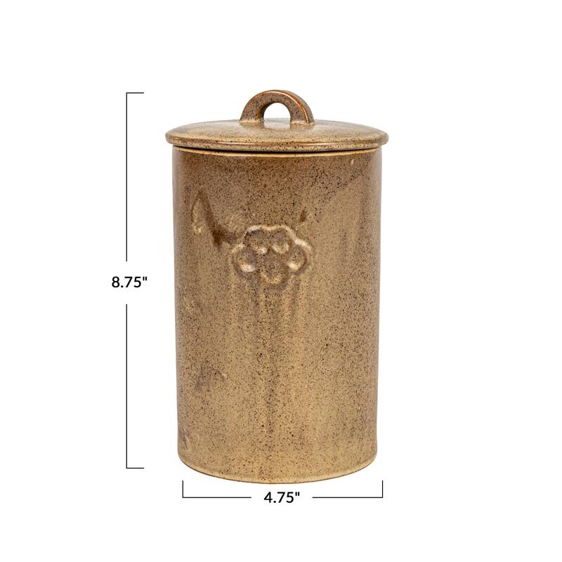 Debossed Stoneware Treat Canister with Paw Print