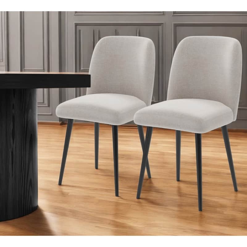 Set of 2 Fabric Dining Side Chairs with Black Tapered Wood Legs - 19” x 23” x 34”