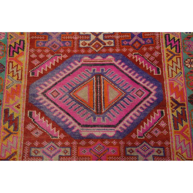 Hand Knotted Oriental 100% Wool Carpet Traditional Tribal Oranges & Rust Lori Runner Rug - 11' 10'' X 3' 1''
