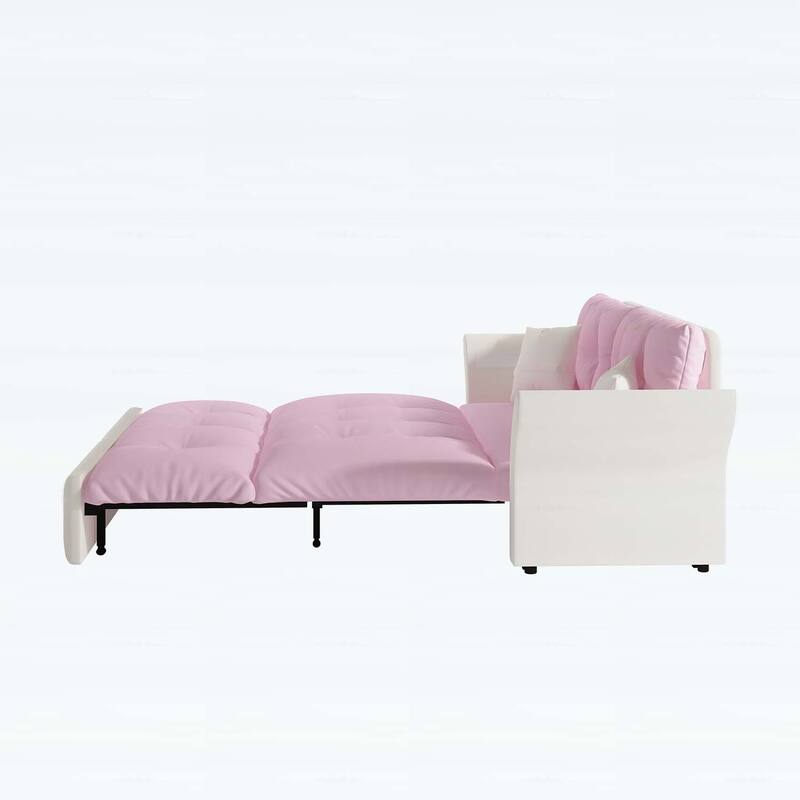3-in-1 Convertible Tufted Loveseat with 2 Soft Pillows,Multi-Functional Sleeper