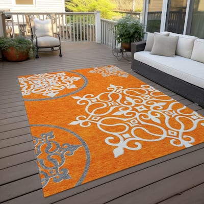 Machine Washable Indoor/ Outdoor Chantille Bold Medallions Rug