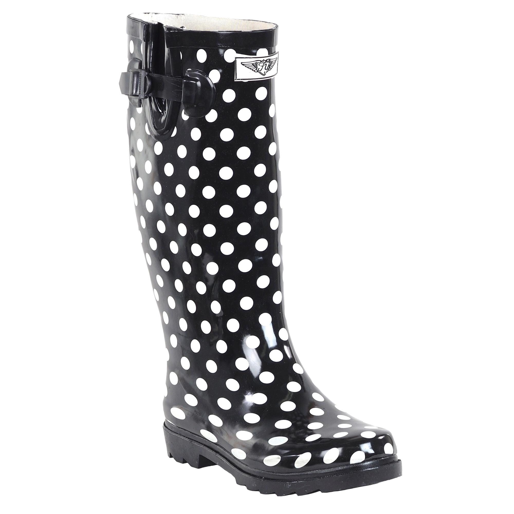 womens polka dot rain boots
