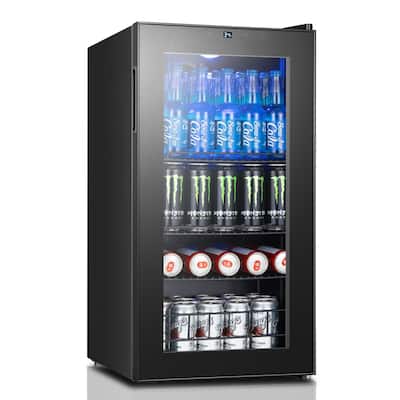 Yeego 3.1 Cu.Ft Beverage Cooler, Glass Door Mini Fridge with Digital Control, Quiet Cooling, Built-in or Freestanding Use