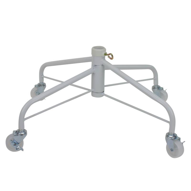 White Metal Rolling Christmas Tree Stand 6.5' 7.5' Artificial Trees