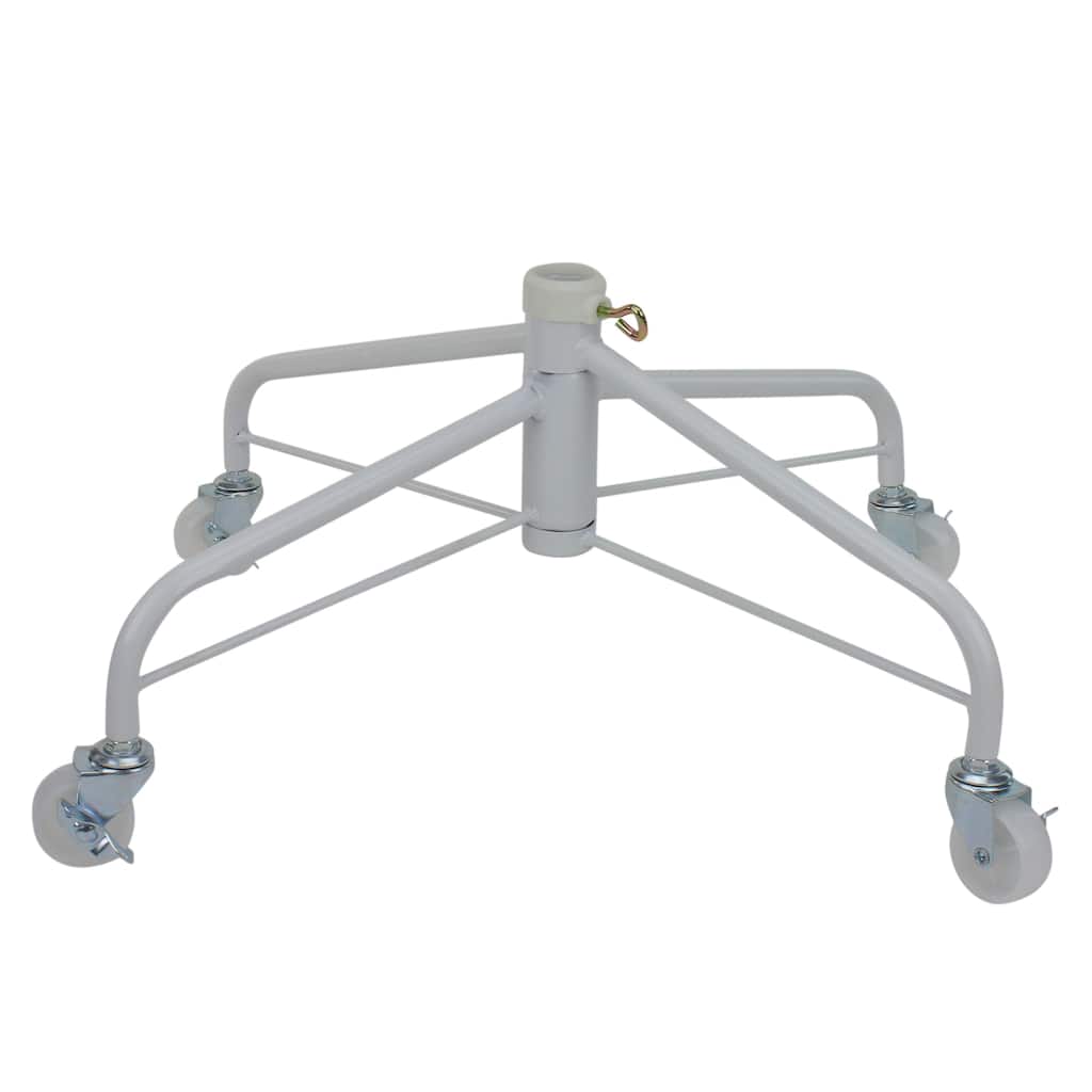 White Metal Rolling Christmas Tree Stand 6.5' 7.5' Artificial Trees