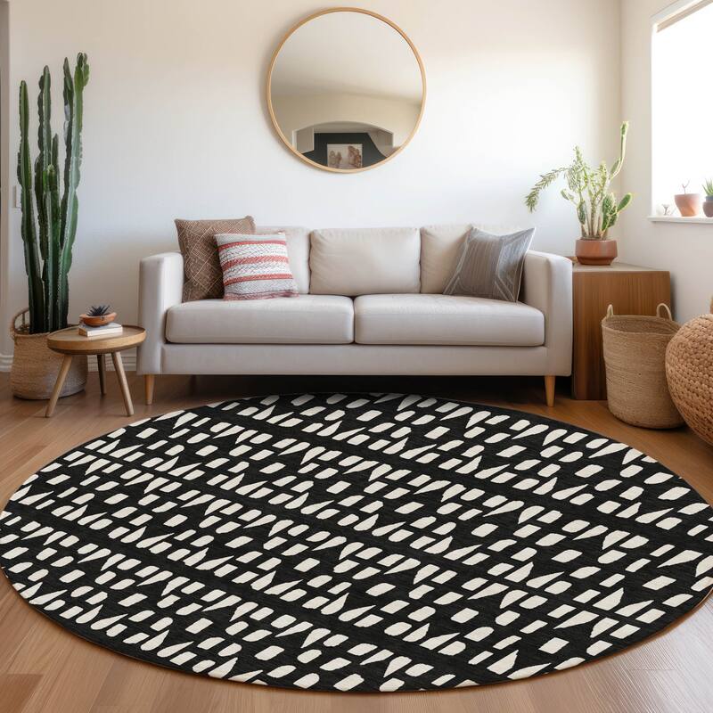 Premium Washable Super Soft Modern Imprints Mayfield Rug - Black - 8' x 8'