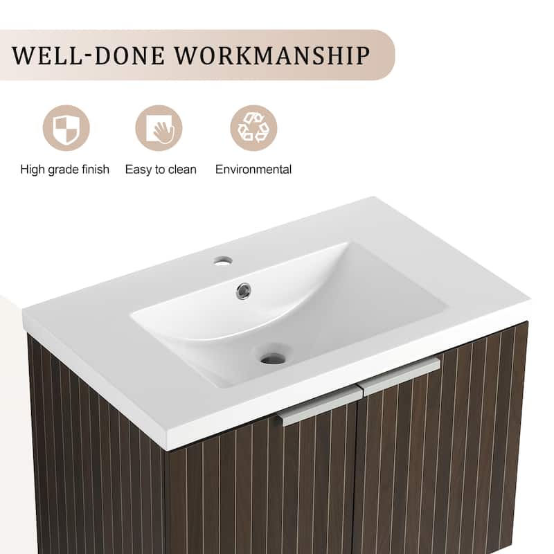 Beingnext 24"/30"/36" Bathroom Vanity with Sink, Floating Bathroom Vanity with 2 Soft Close Doors