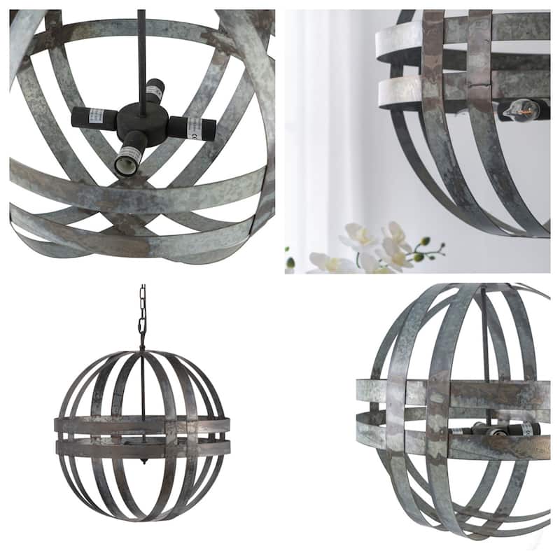 4 Light Galvanized Chandelier (Bulb Not Included)