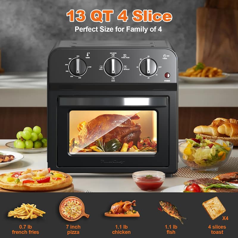Family Size Air Fryer Toaster Oven Combo,13QT,360°Hot Air Circulation for Healthy Oil-Free Cooking