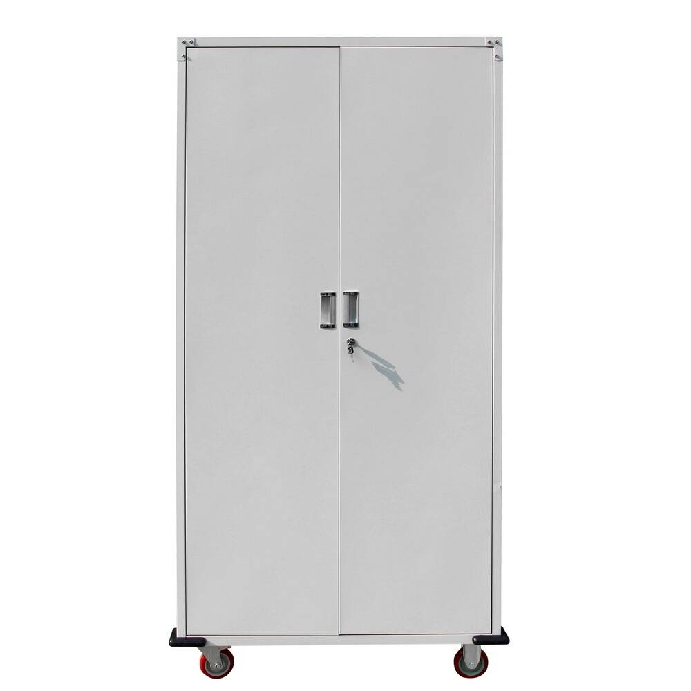Metal Rolling Storage Cabinet Upright Tool Cabinet Silver