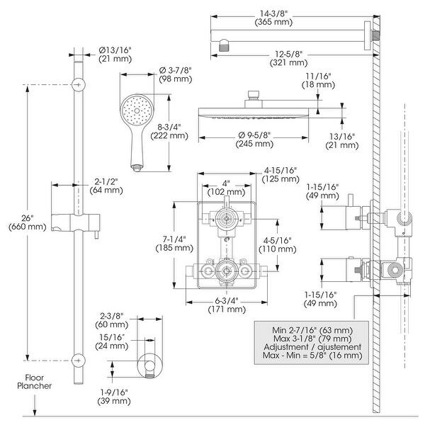 Belanger Universal Thermostatic Shower System from Wall - Bed Bath ...