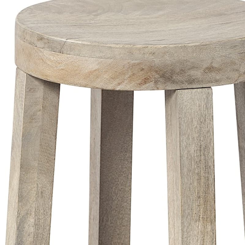 26" Rustic Counter Stool Brown Mango Wood Round Backless Seat with Cool Grey Legs - 14.75"L x 14.75"W x 26"H