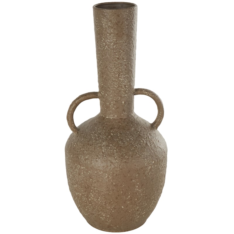 Metal Antique Inspired Decorative Vase with Handles - Brown - Roche River Decor - Brown