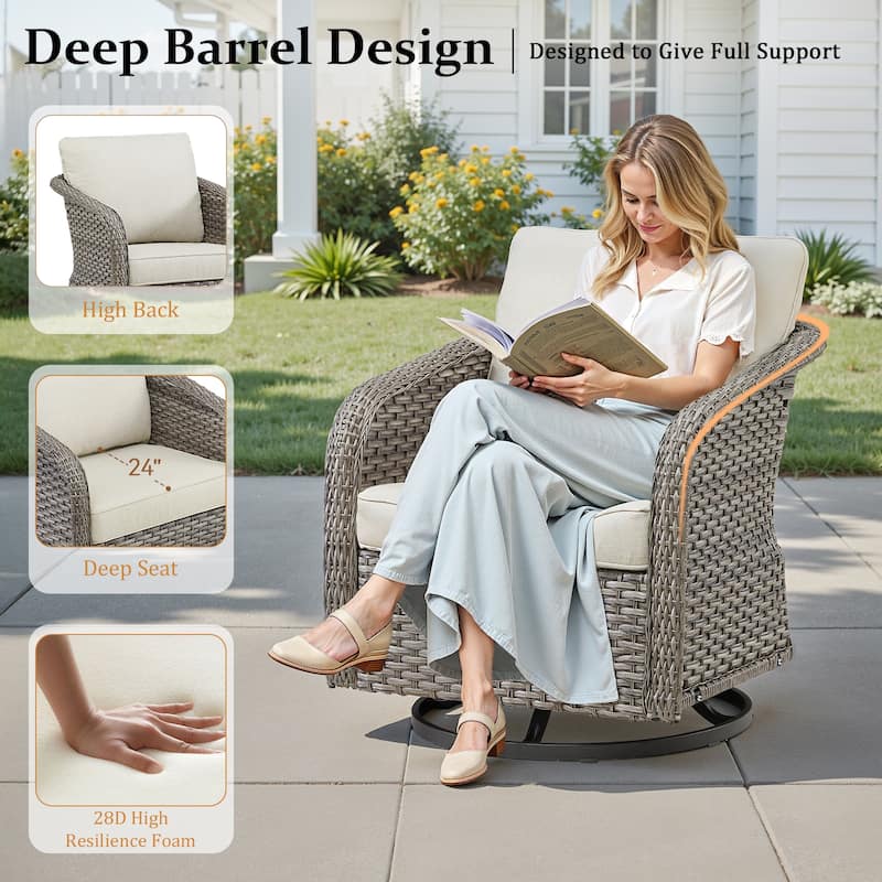 Pocassy Outdoor Patio Wicker Sofa Chair Furniture Set