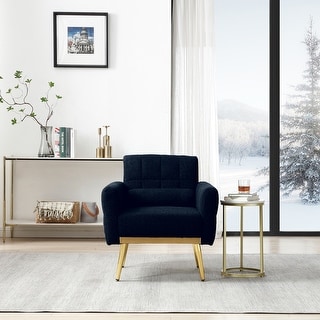 Modern Dark Blue Accent Chair Tufted Upholstered Arm Chair for Living ...
