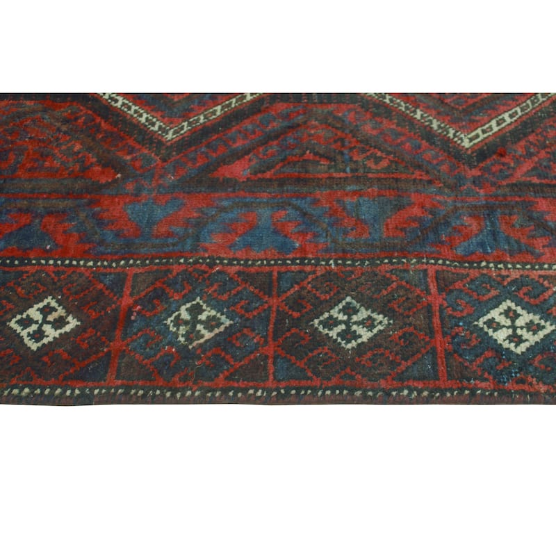 Vintage Distressed Jaskon Red/Charcoal Rug - 3'8" x 7'1"