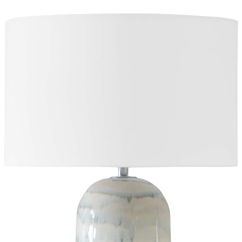 Fired Glaze Ceramic Table Lamp with Round Shade - 32.5" - Gray