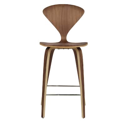 Satin walnut modern wood Counter Stool (Set of 2)