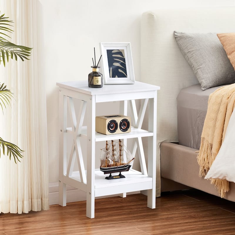 Javlergo Modern Nightstand with 3-tier Storage Shelves Side End Table