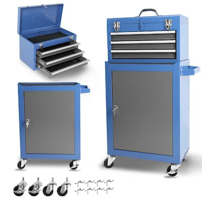 Detachable 3 Drawer Tool Chest w/Storage Cabinet and Adjustable Shelf - 3-Drawer