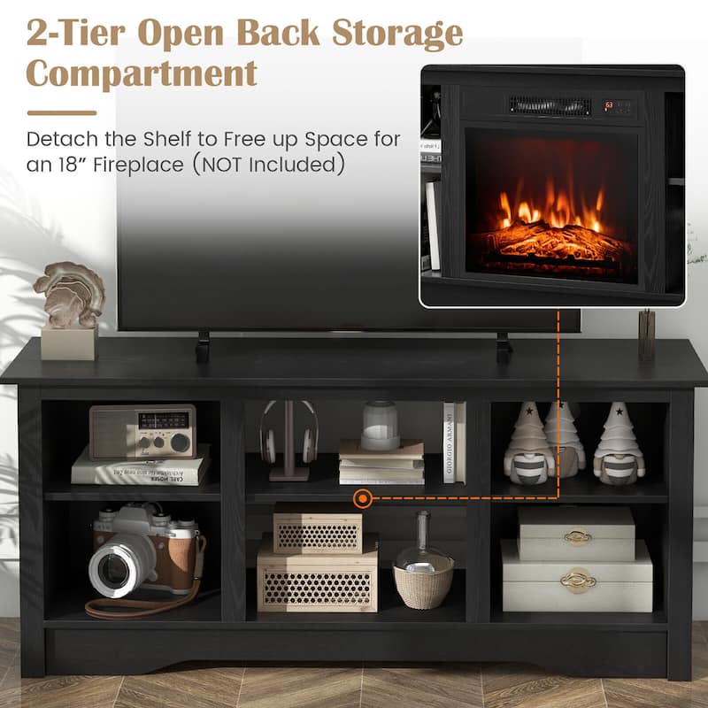 Gymax 58'' TV Stand Entertainment Center w/ 3-Adjustable Shelves for