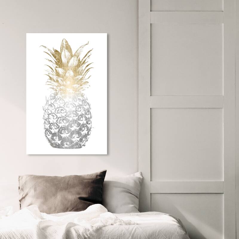 Wynwood Studio 'Pina Two Tones' Food and Cuisine Wall Art Canvas Print Fruits - Gray, Gold - 20 x 30