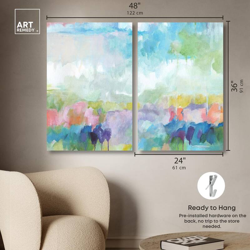 Harmonic Greens Canvas Set of 2 by Art Remedy, Gallery Wrapped