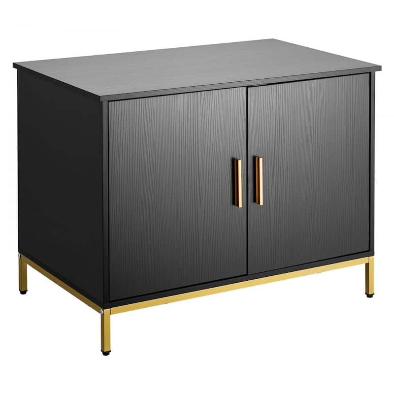 Black Cat Litter Box Cabinet with Enclosed Odor-Blocking Design Spacious Interior and Metal Legs - 27.56 x 17.72 x 21.46 in