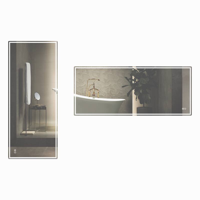 CB HOME Bathroom Mirror with Lighted, LED Wall Mounted Anti-Fog Bathroom Vanity Mirror, Backlit&Front Lighted,Frameless,Dimmable