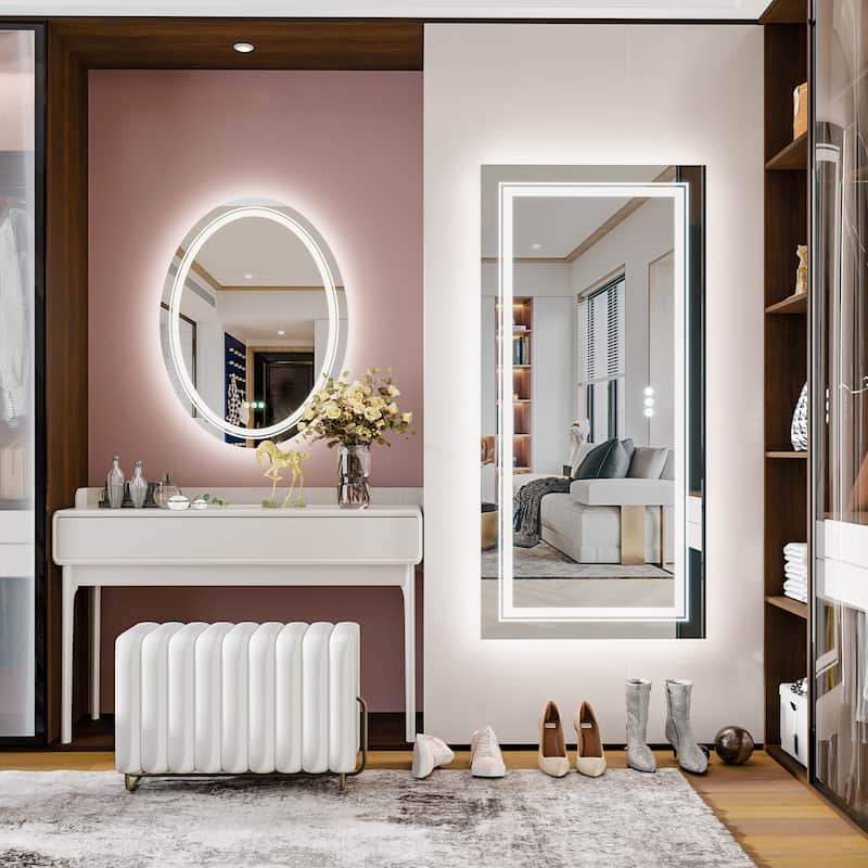 Jumbo LED Light Backlit Bathroom Mirror Makeup Anti-Fog Memory 3 Color - 63"x32"