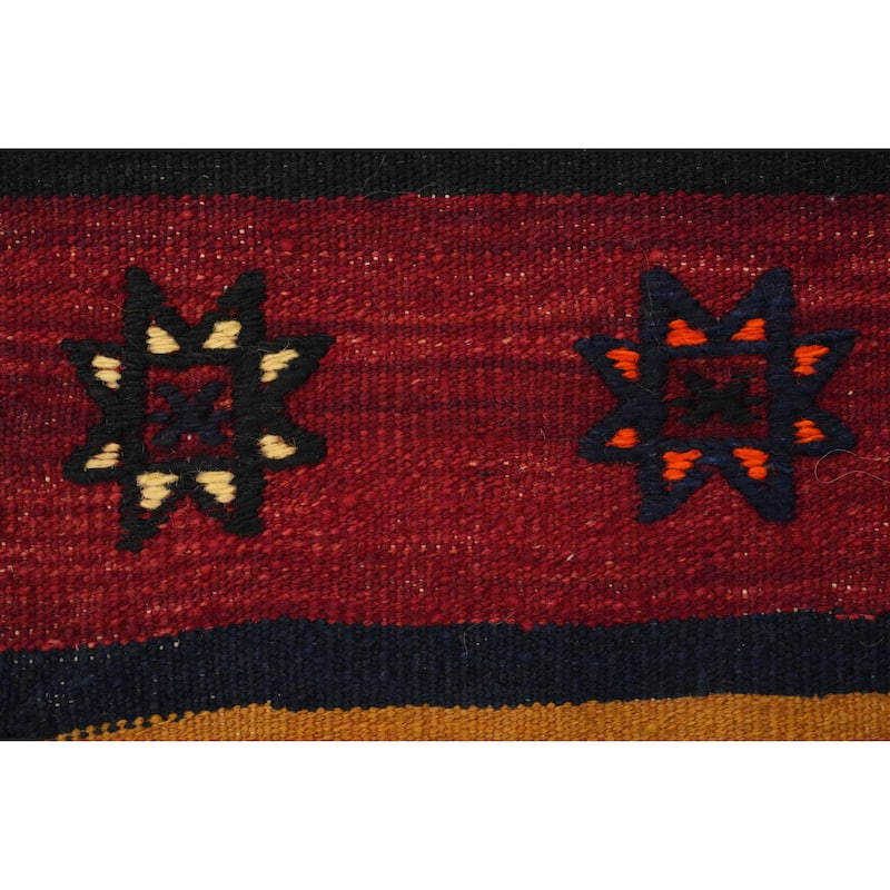 Hand Woven Oriental 100% Wool Carpet Southwestern Tribal Red Kilim Area Rug - 6' 11'' X 5' 2''