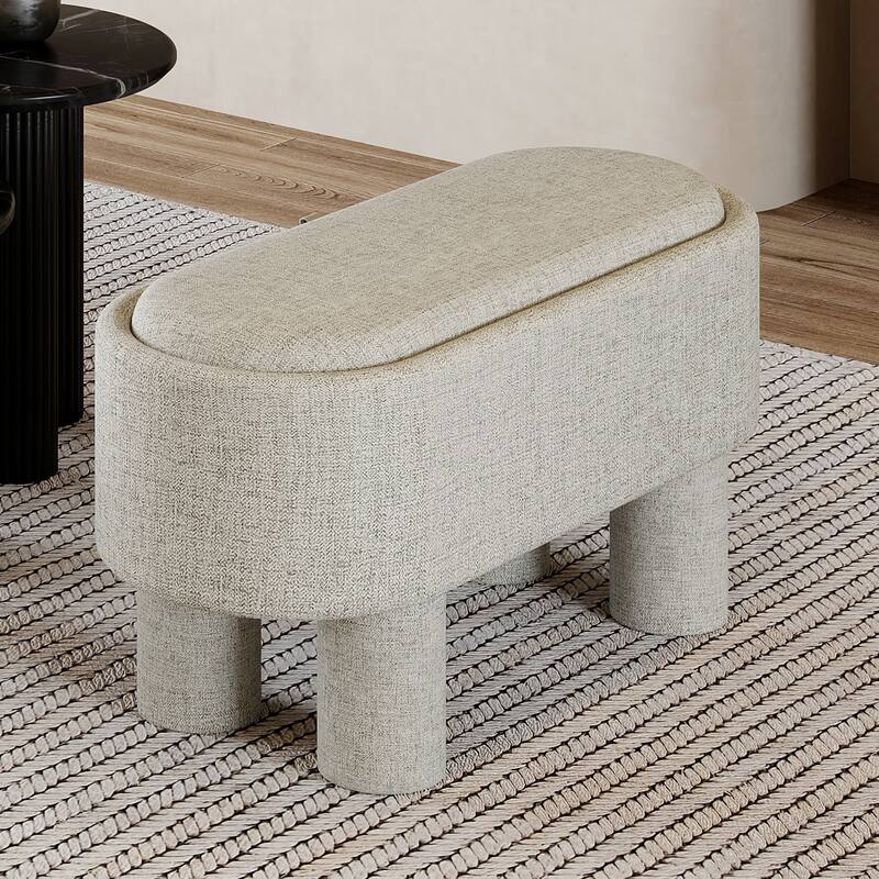 Modern Fabric Storage Ottoman Bench