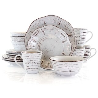 Elama Country Birch 16 Piece Stoneware Round Dinnerware Set