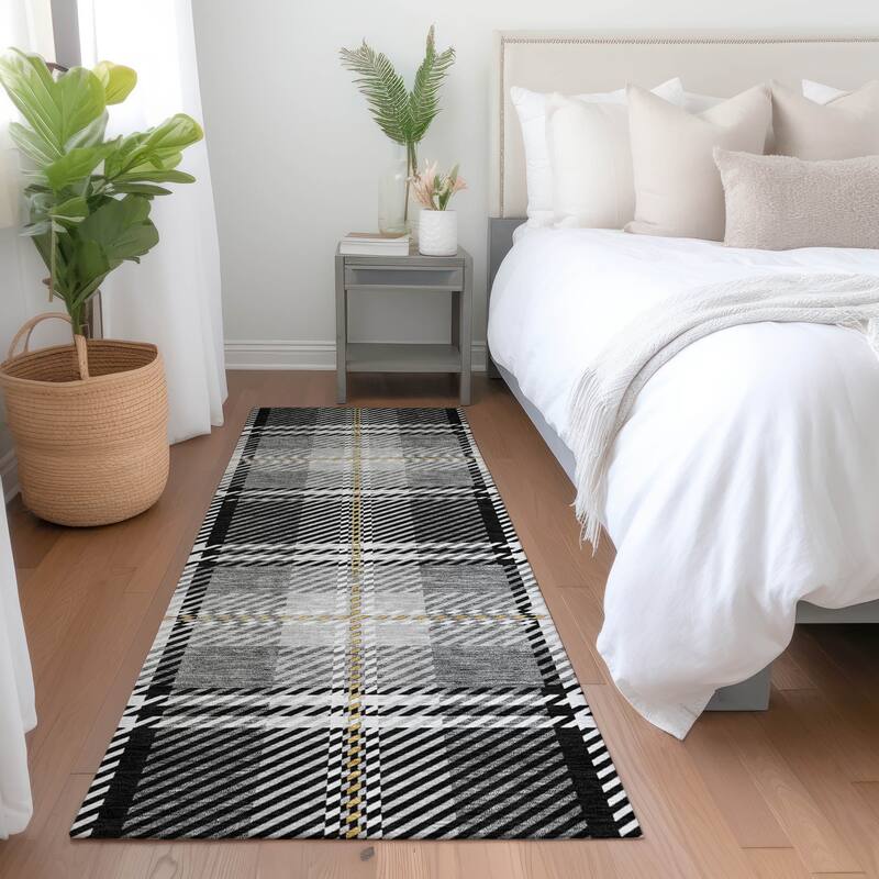 Premium Washable Super Soft Plaid Mayfield Rug - Black - 2'3" x 7'6"