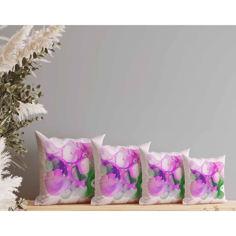Whimsical Waves Faux Suede Reversible Throw Pillow Pink and Green
