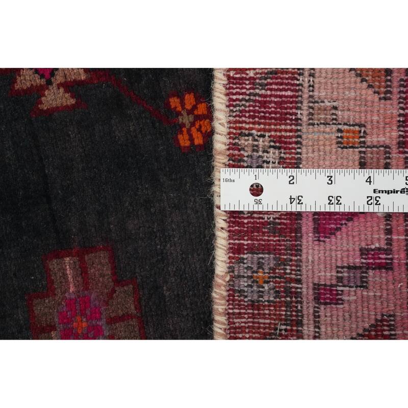 Hand Knotted Oriental 100% Wool Carpet Traditional Geometric Greys & Charcoal Ardebil Runner Rug - 13' 5'' X 3' 8''