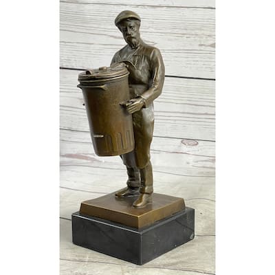Construction Worker/Garbage Man Bronze Sculpture Statue Figure Gift