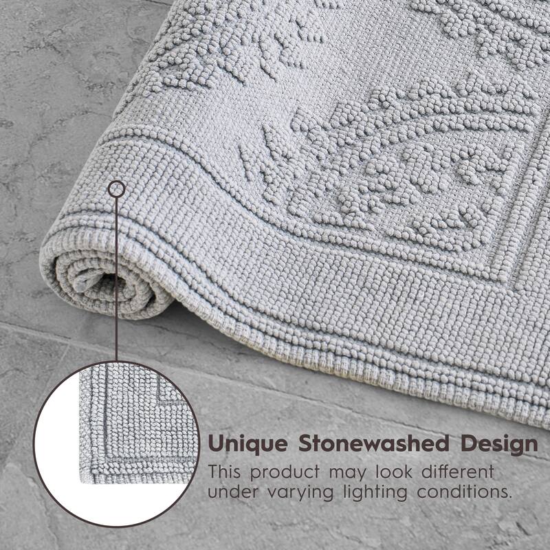 Jean Pierre Cotton Stonewash Medallion 21 x 34 in. Bath Rug