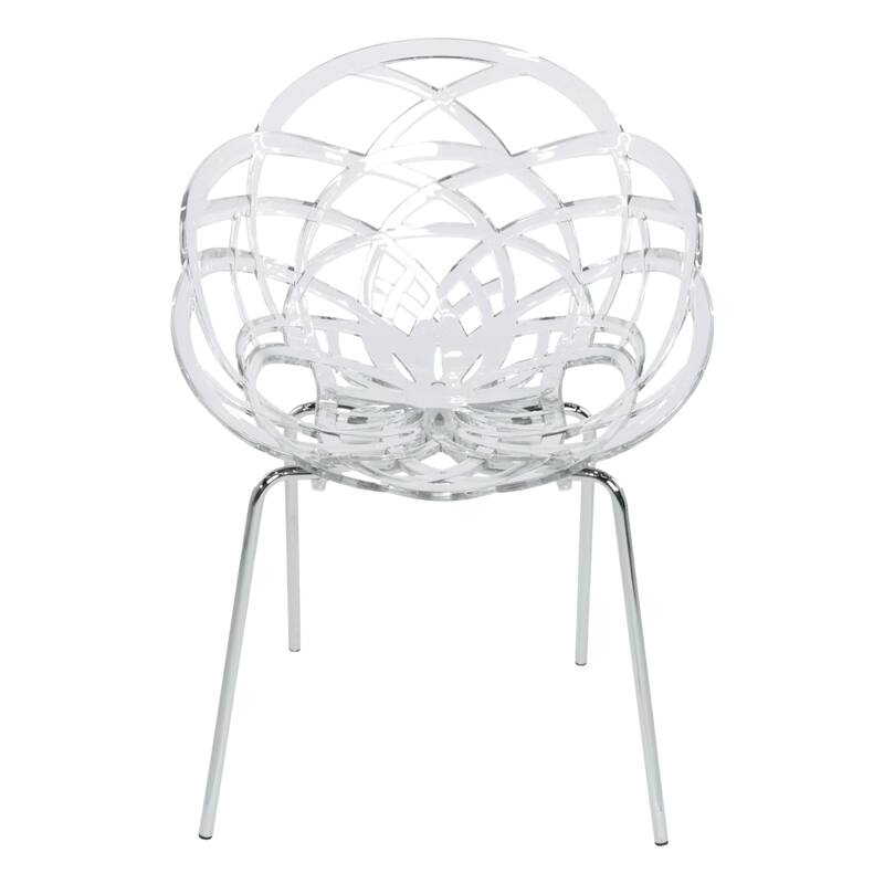 Furnish Theory Fleur-ML Stackable Dining Armchairs Arm Chairs Anti-UV Polycarbonate Shell & Chrome-Plated Steel Legs (Set of 2)