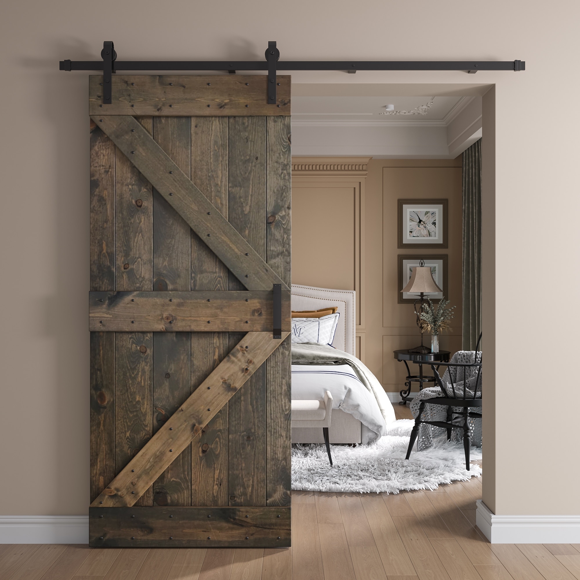 Coast Sequoia 38in x 84in K Series Pine Wood Sliding Barn Door With Hardware Kit